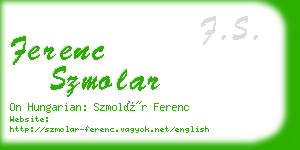 ferenc szmolar business card